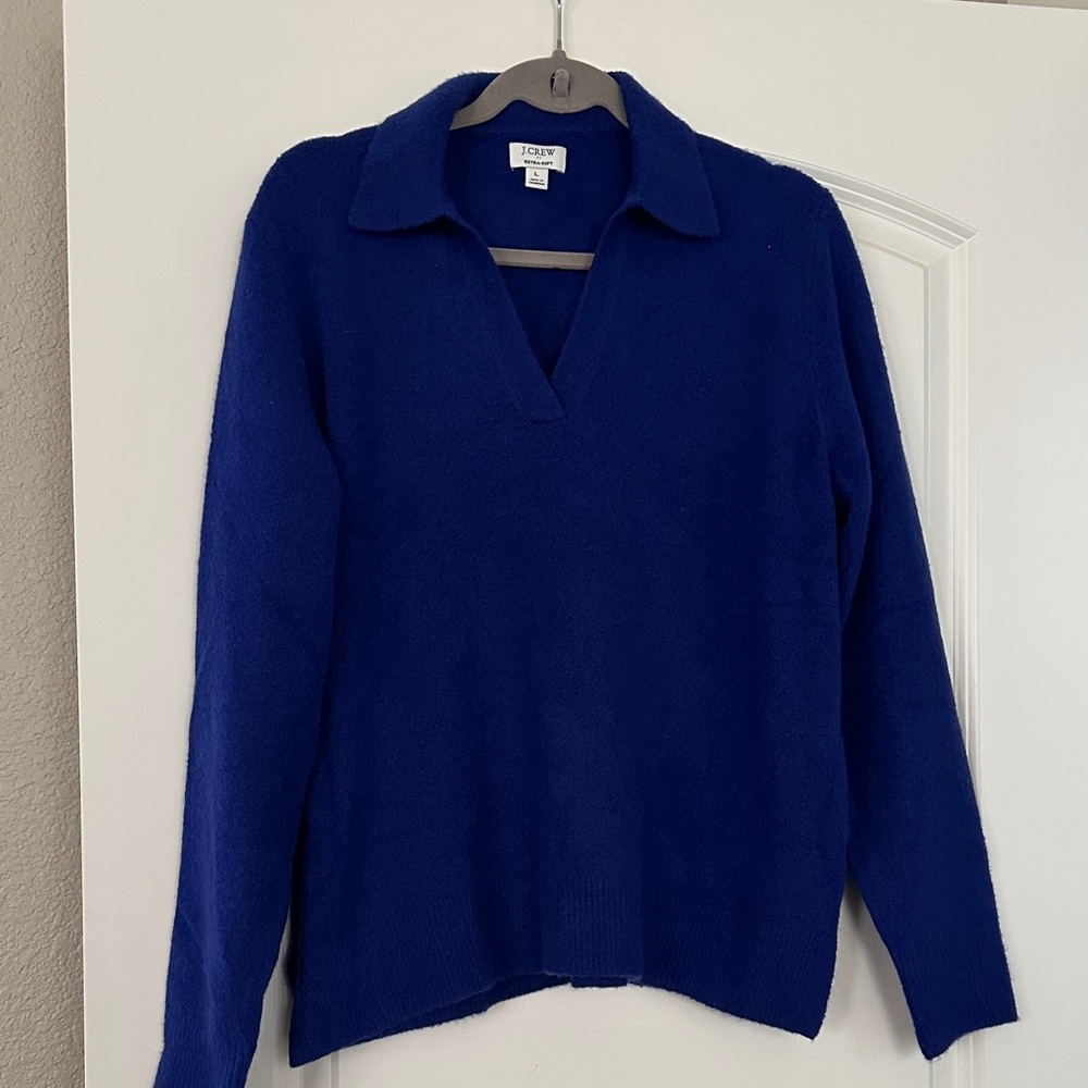 J. Crew Factory Women's Royal Blue V-Neck Sweater